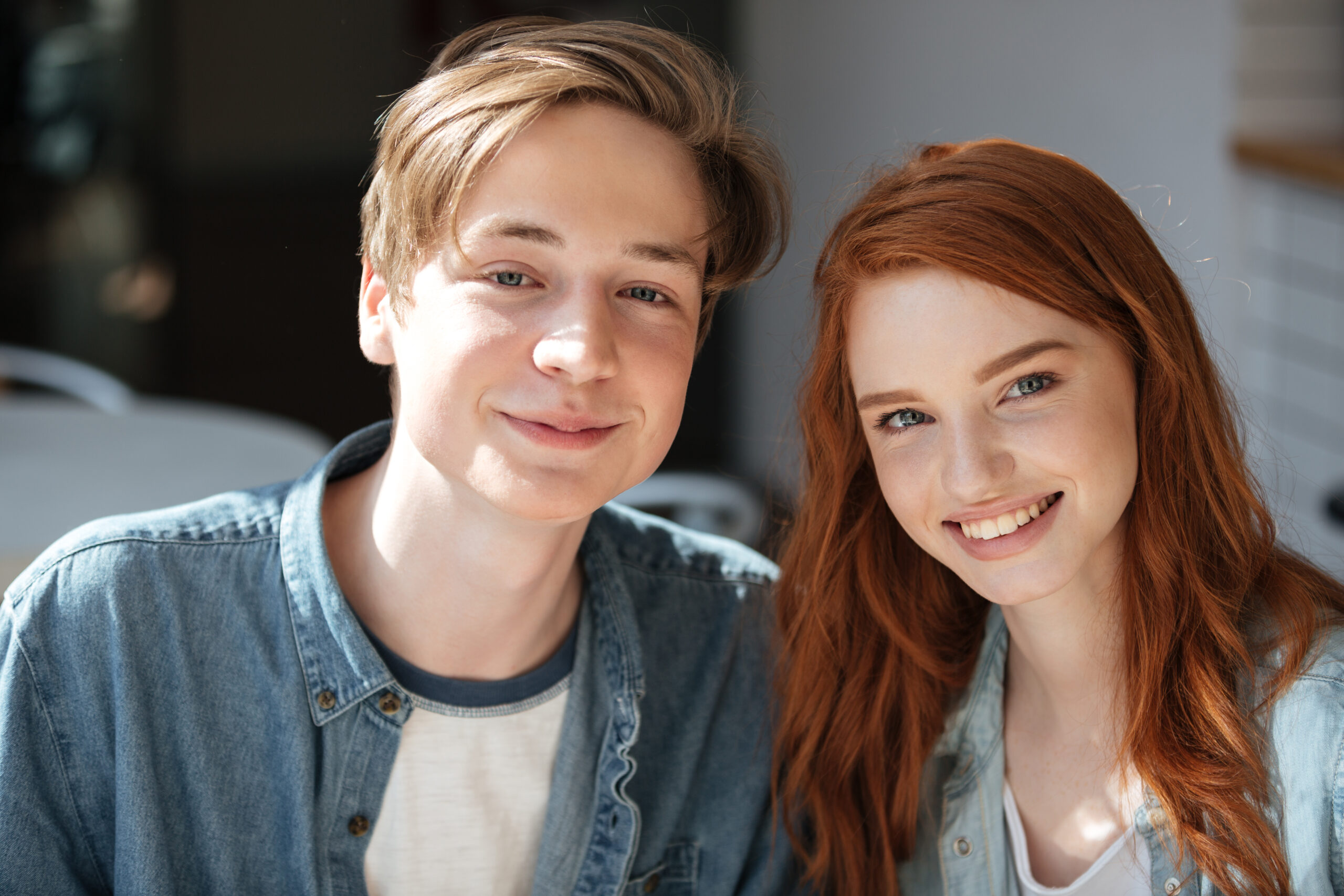 Portrait of lovely redhead students